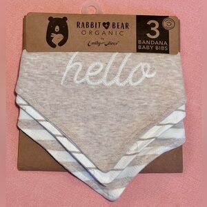 BNWT Rabbit + Bear Organic Bandana Bib Set (3-Pack) 🧸🤍